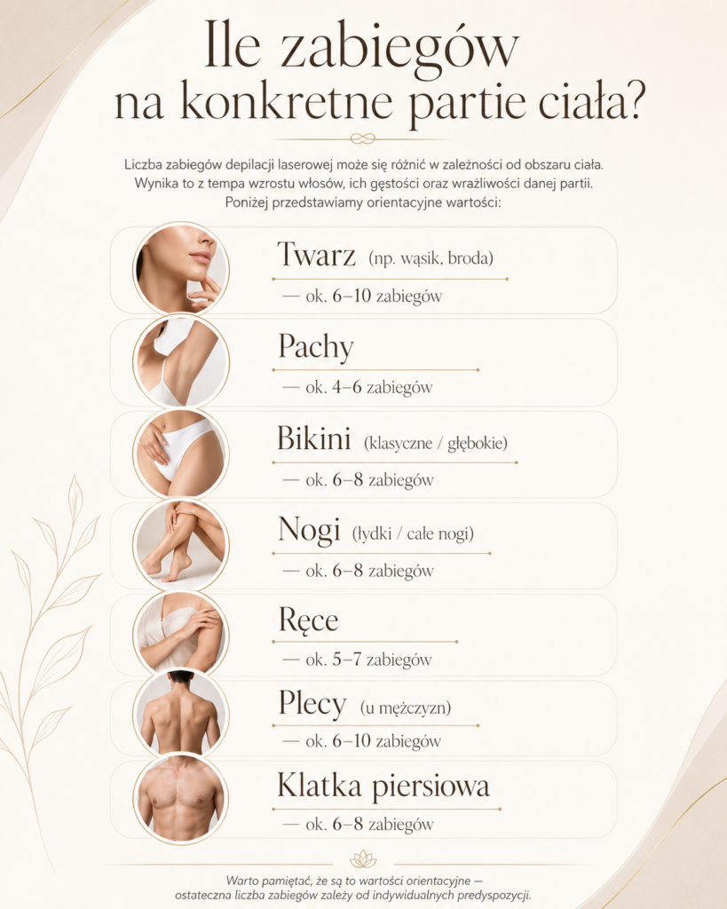 Ile zabiegów na konkretne partie ciała
